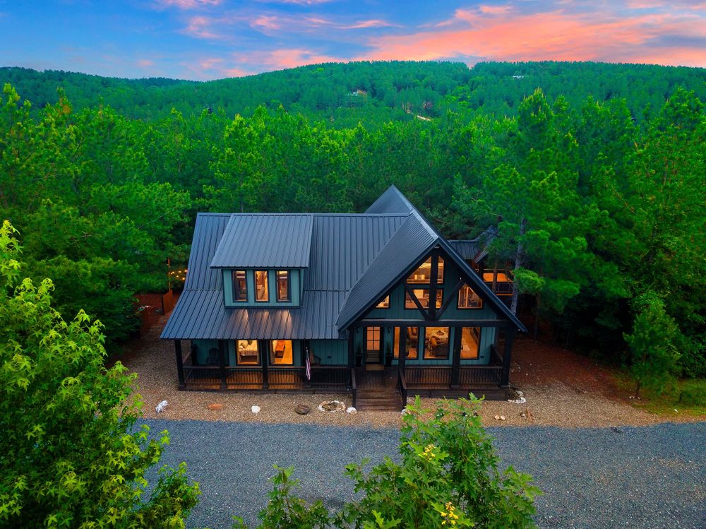 Aerial view of the cabin from the front